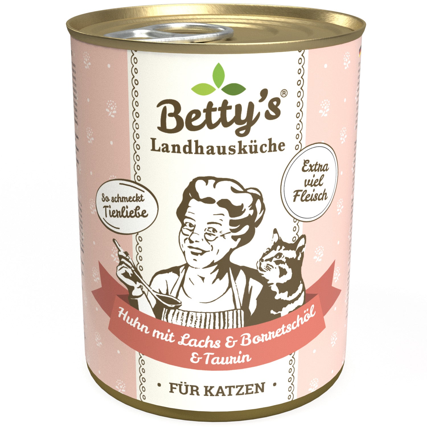 Artikel mit dem Namen Betty&#39;s Katze Huhn und Lachs im Shop von zoo.de , dem Onlineshop für nachhaltiges Hundefutter und Katzenfutter.