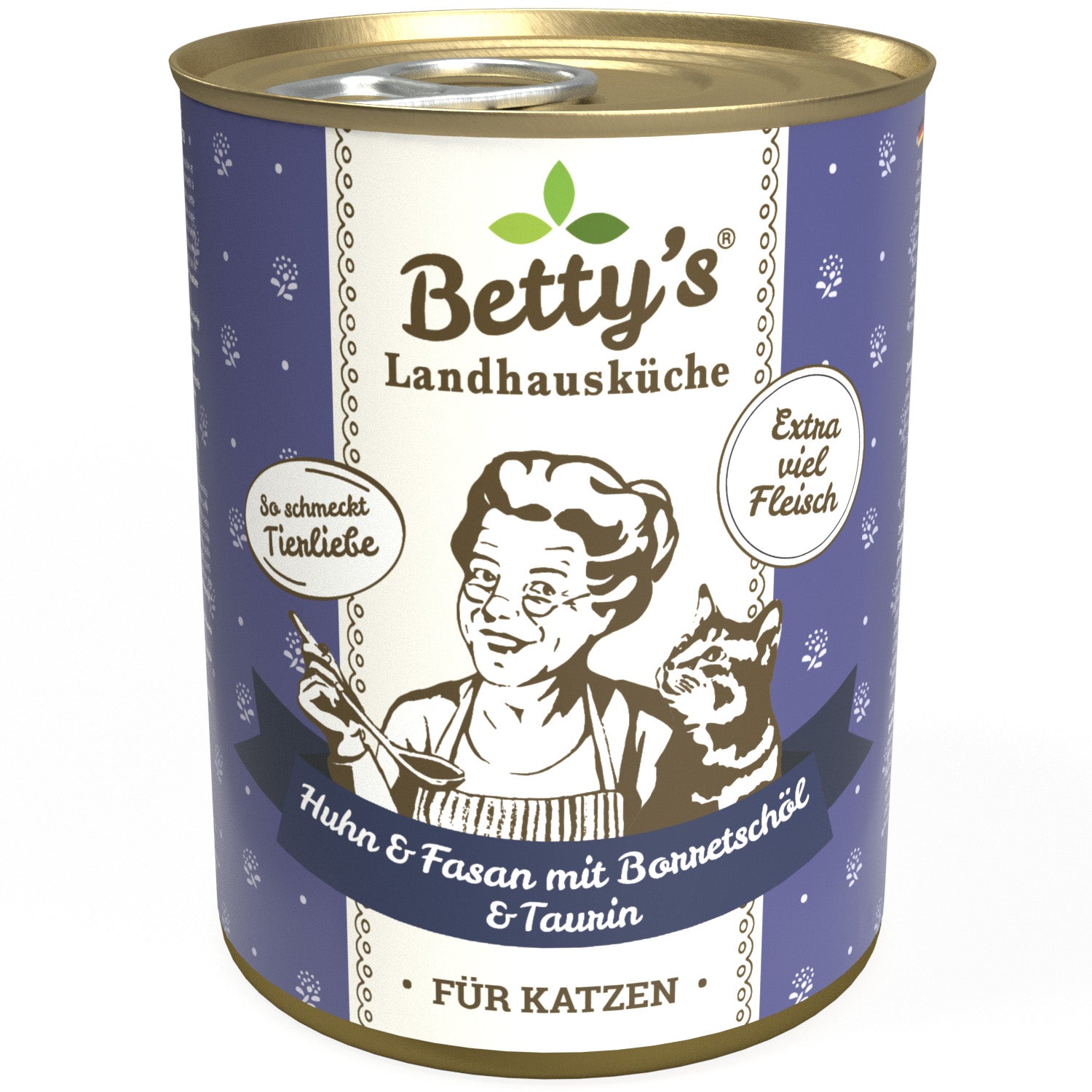 Artikel mit dem Namen Betty&#39;s Katze Huhn &amp; Fasan Borretschöl im Shop von zoo.de , dem Onlineshop für nachhaltiges Hundefutter und Katzenfutter.