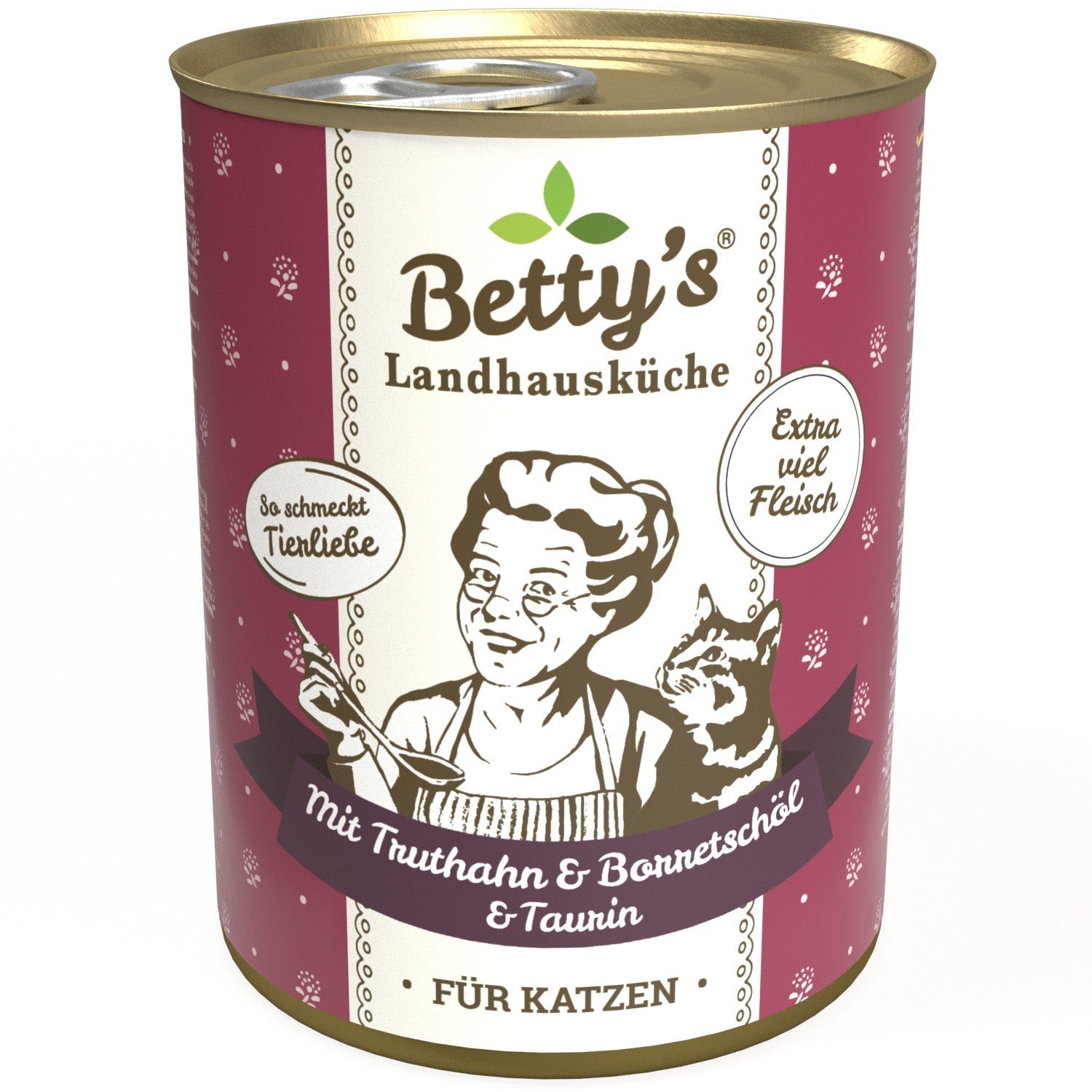 Artikel mit dem Namen Betty's Katze Truthahn und Borretschöl im Shop von zoo.de , dem Onlineshop für nachhaltiges Hundefutter und Katzenfutter.