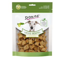 Artikel mit dem Namen Dokas Lachs-Würfel im Shop von zoo.de , dem Onlineshop für nachhaltiges Hundefutter und Katzenfutter.
