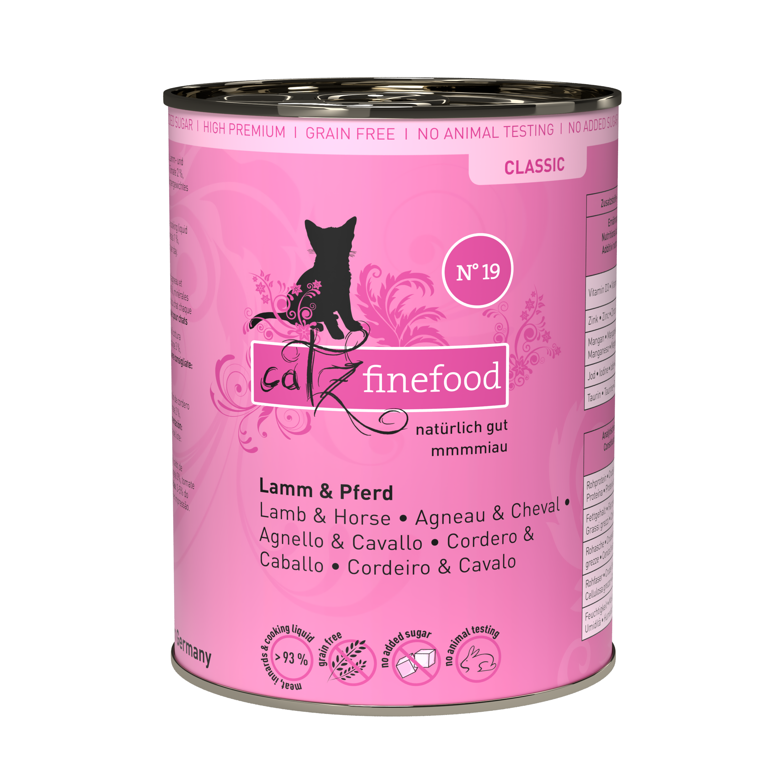 Artikel mit dem Namen Catz finefood No.19 Lamm &amp; Pferd im Shop von zoo.de , dem Onlineshop für nachhaltiges Hundefutter und Katzenfutter.