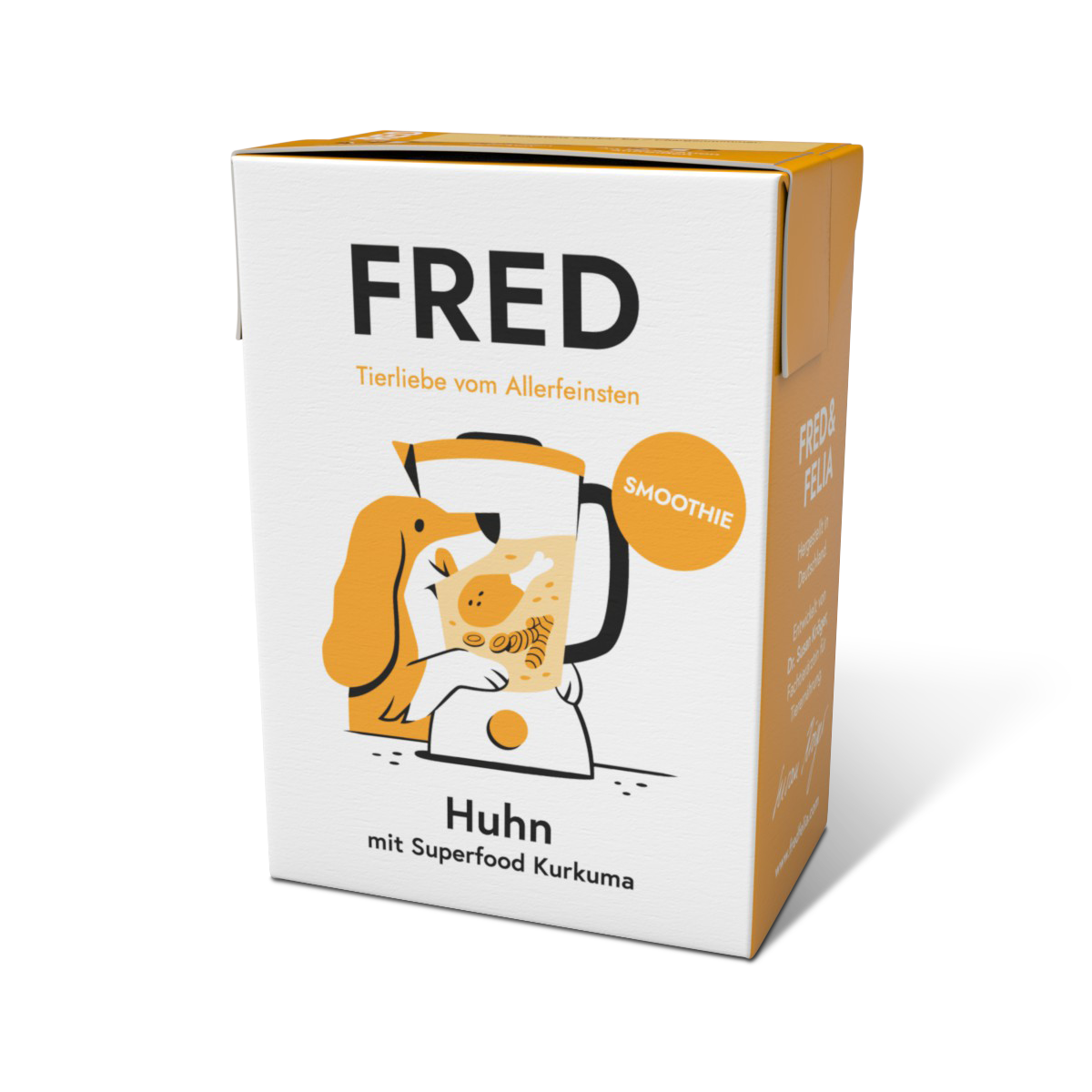 Artikel mit dem Namen FRED Smoothie Huhn mit Kurkuma im Shop von zoo.de , dem Onlineshop für nachhaltiges Hundefutter und Katzenfutter.