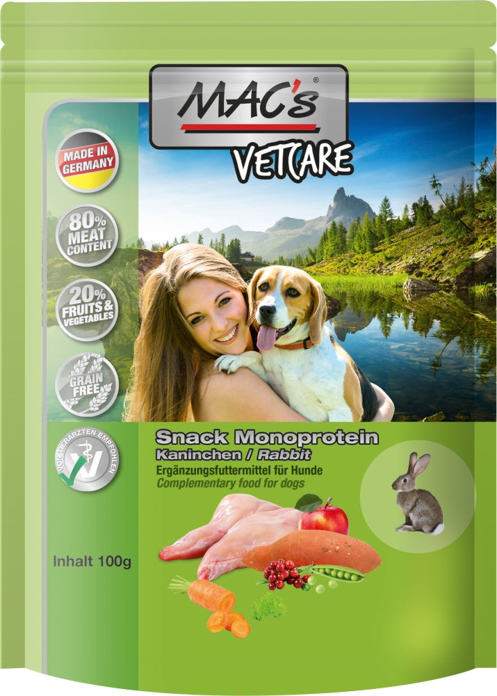 Artikel mit dem Namen MAC&#39;s Mono Snack Kaninchen im Shop von zoo.de , dem Onlineshop für nachhaltiges Hundefutter und Katzenfutter.