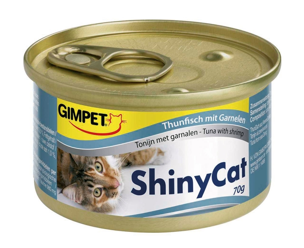 Artikel mit dem Namen Gimpet ShinyCat Thunfisch mit Garnelen im Shop von zoo.de , dem Onlineshop für nachhaltiges Hundefutter und Katzenfutter.
