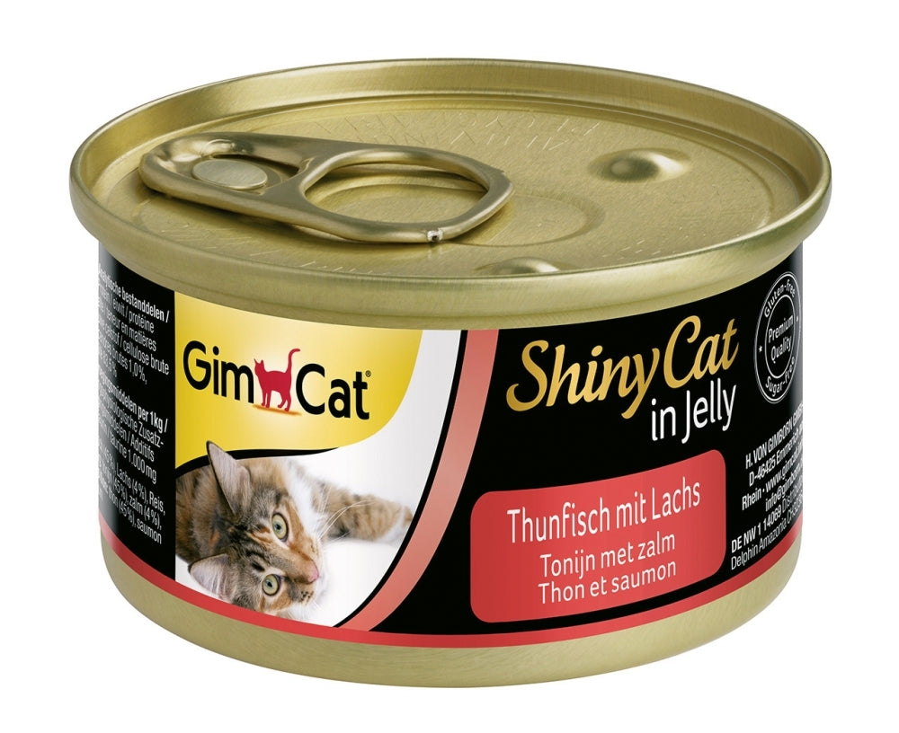 Artikel mit dem Namen GimCat ShinyCat Thunfisch&amp;Lachs im Shop von zoo.de , dem Onlineshop für nachhaltiges Hundefutter und Katzenfutter.