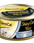 Artikel mit dem Namen GimCat ShinyCat Filet Thunfisch+Anchovis im Shop von zoo.de , dem Onlineshop für nachhaltiges Hundefutter und Katzenfutter.