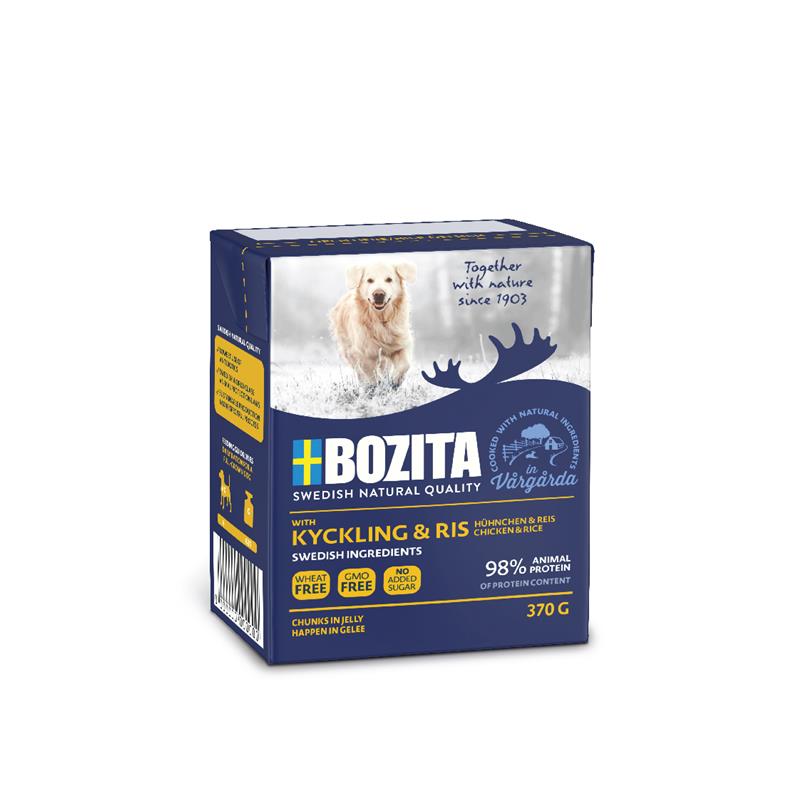 Artikel mit dem Namen Bozita Hund Chunks Huhn mit Reis im Shop von zoo.de , dem Onlineshop für nachhaltiges Hundefutter und Katzenfutter.