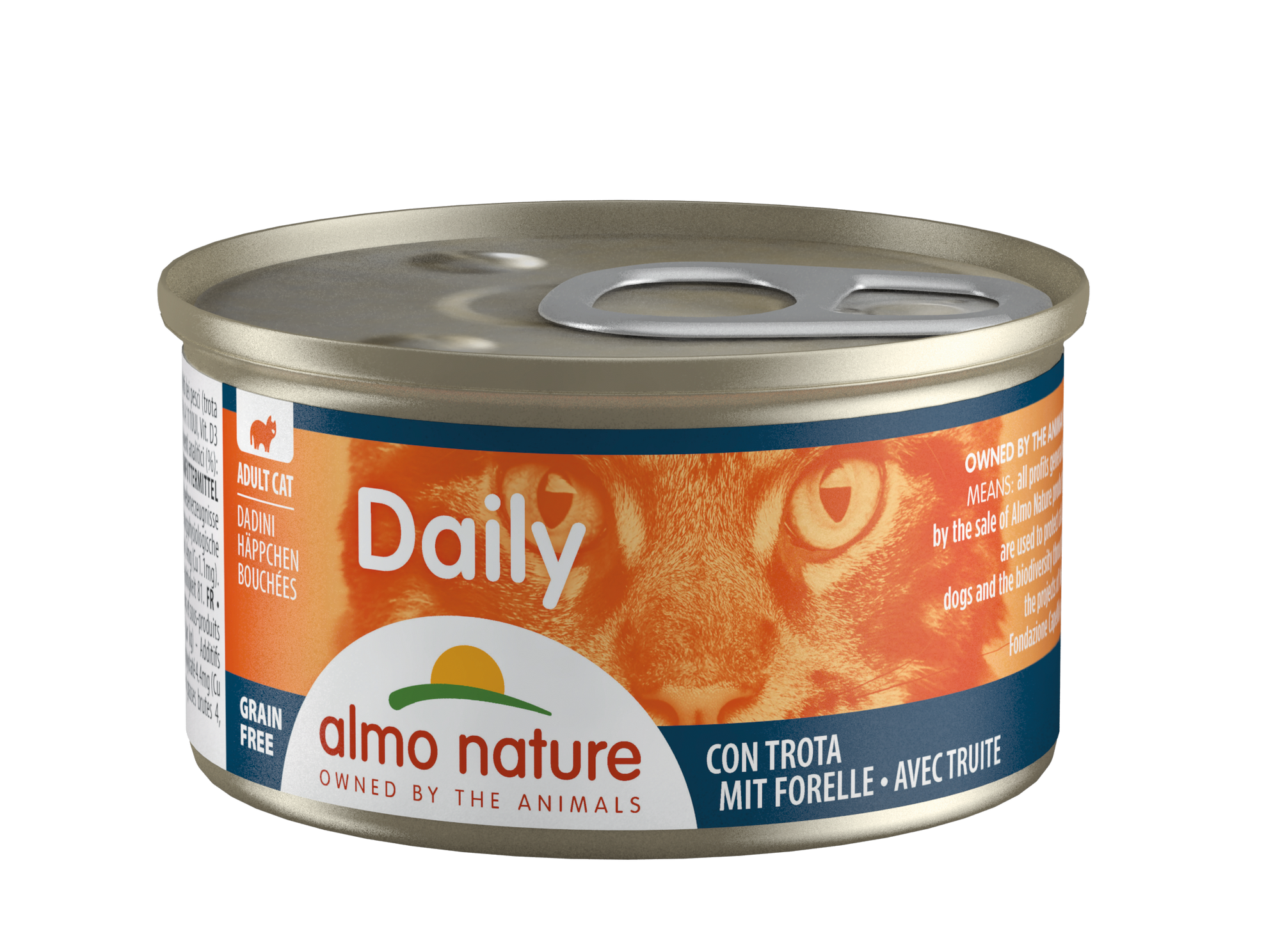 Artikel mit dem Namen Almo Nature Cat Daily Forelle im Shop von zoo.de , dem Onlineshop für nachhaltiges Hundefutter und Katzenfutter.