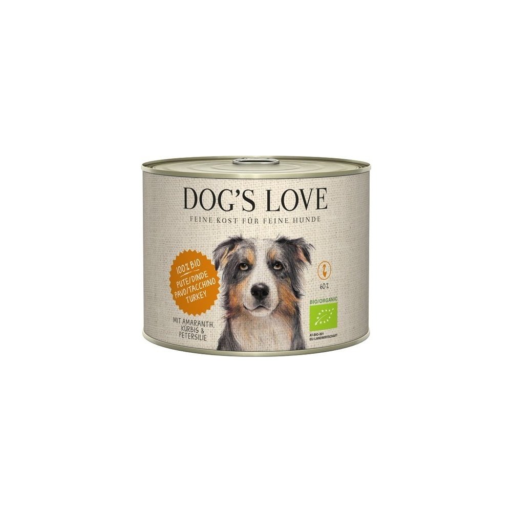 Artikel mit dem Namen DOG&#39;S LOVE BIO Pute im Shop von zoo.de , dem Onlineshop für nachhaltiges Hundefutter und Katzenfutter.
