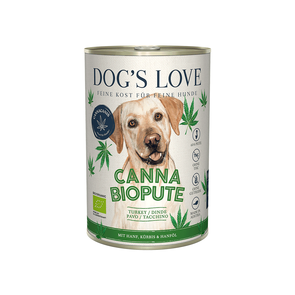 Artikel mit dem Namen DOG&#39;S LOVE BIO Pute im Shop von zoo.de , dem Onlineshop für nachhaltiges Hundefutter und Katzenfutter.
