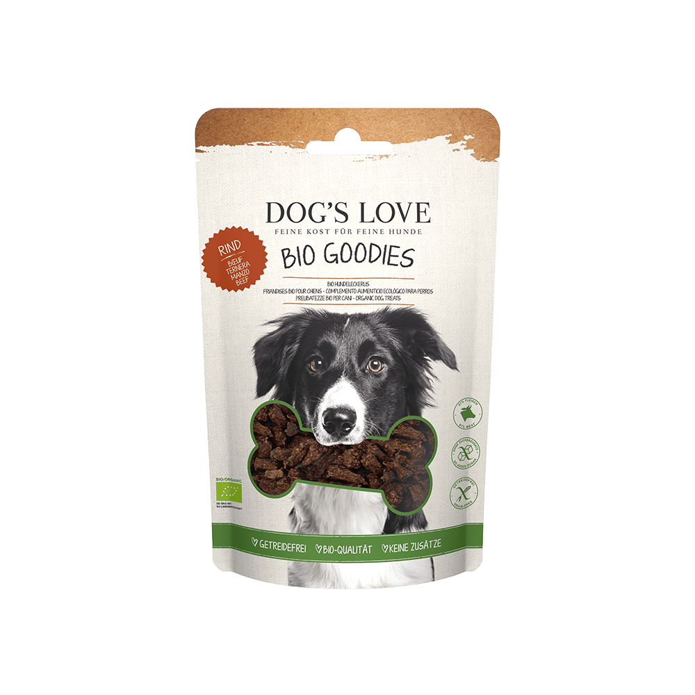 Artikel mit dem Namen DOG'S LOVE Goodies BIO Rind im Shop von zoo.de , dem Onlineshop für nachhaltiges Hundefutter und Katzenfutter.