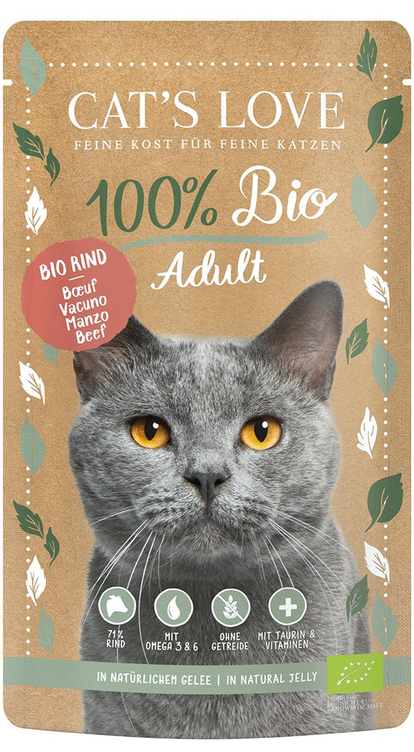 Artikel mit dem Namen CATSLOVE BIO Rind im Shop von zoo.de , dem Onlineshop für nachhaltiges Hundefutter und Katzenfutter.