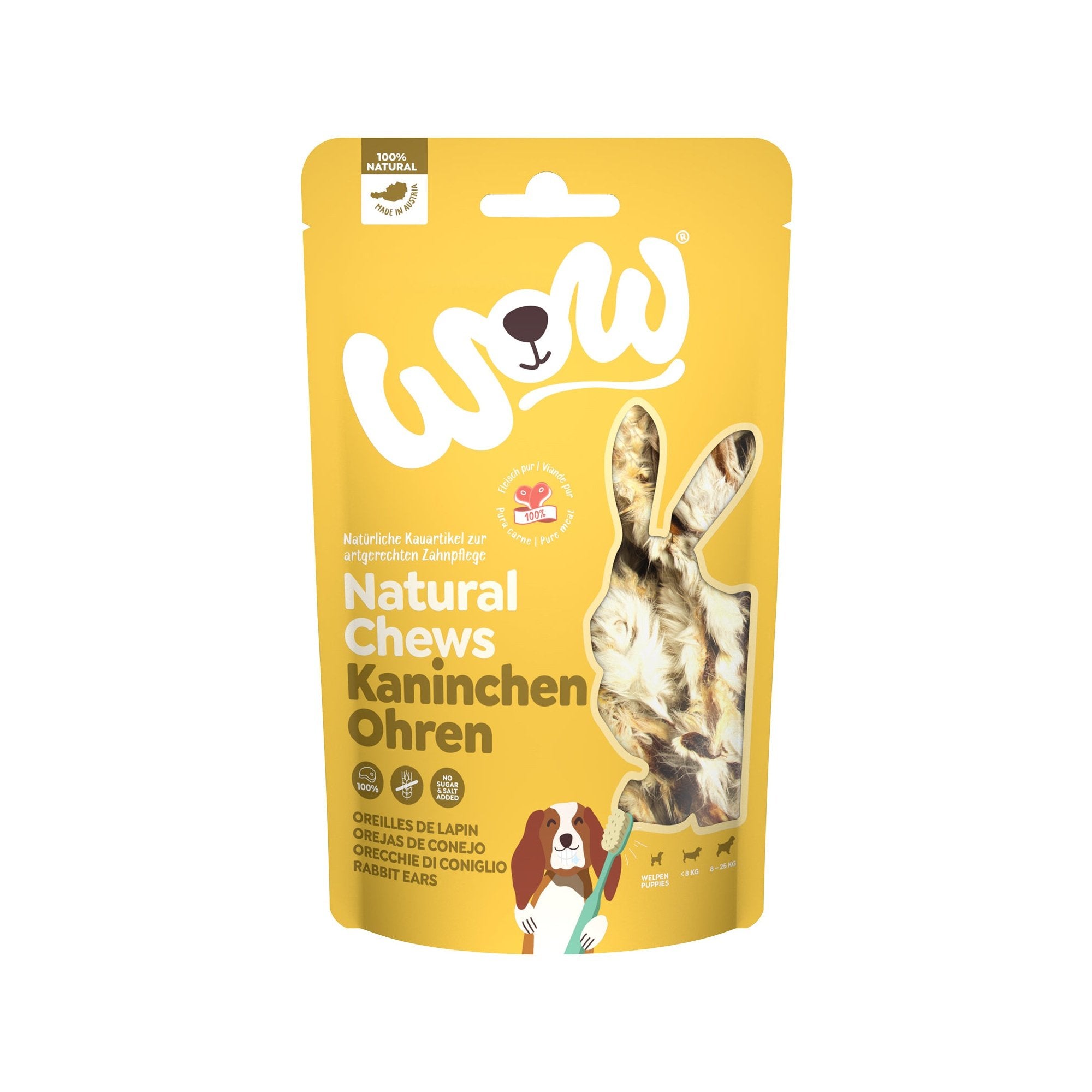Artikel mit dem Namen WOW Kaninchenohren im Shop von zoo.de , dem Onlineshop für nachhaltiges Hundefutter und Katzenfutter.
