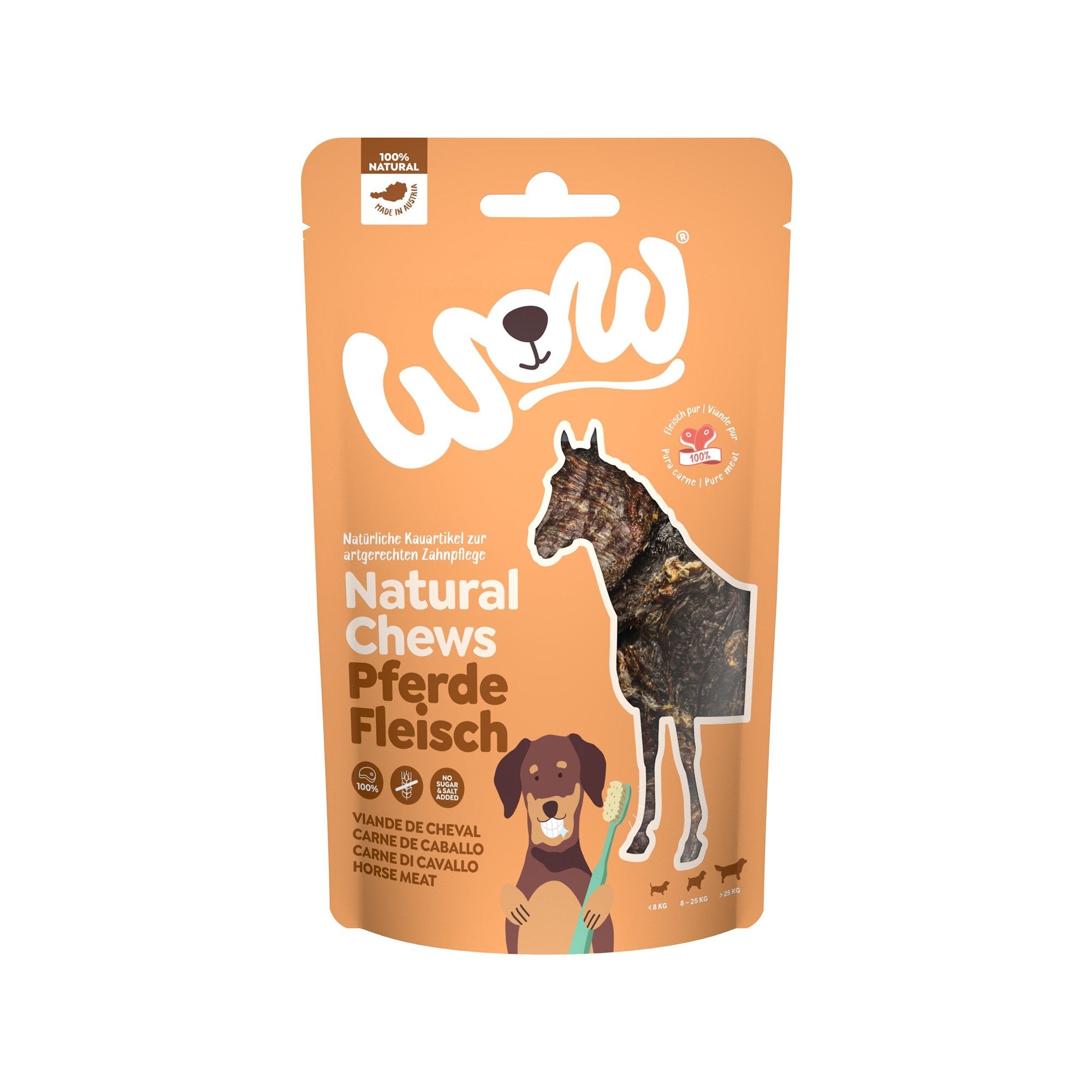 Artikel mit dem Namen WOW Pferdefleisch getrocknet im Shop von zoo.de , dem Onlineshop für nachhaltiges Hundefutter und Katzenfutter.