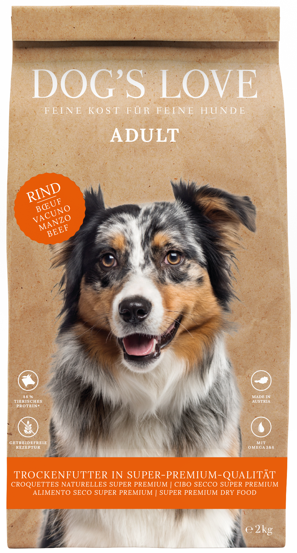 Artikel mit dem Namen DOG'S LOVE Rind Trockenfutter im Shop von zoo.de , dem Onlineshop für nachhaltiges Hundefutter und Katzenfutter.