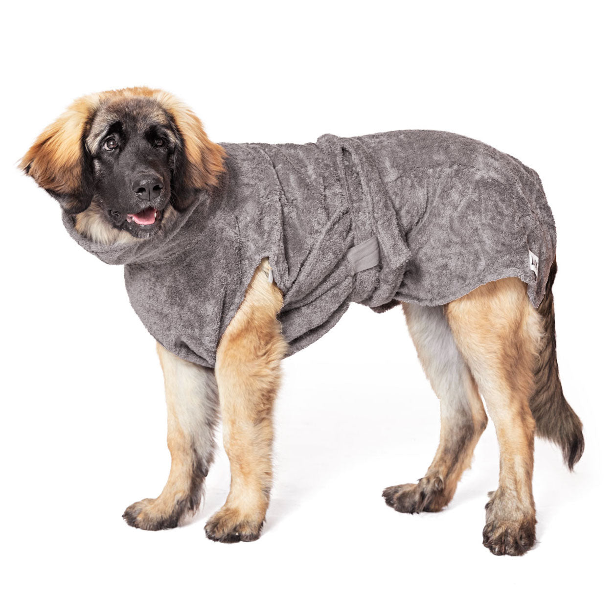 Artikel mit dem Namen Hundebademantel aus Bio-Baumwolle &quot;Stone Grey&quot; im Shop von zoo.de , dem Onlineshop für nachhaltiges Hundefutter und Katzenfutter.