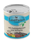 Artikel mit dem Namen LandFleisch Classic Geflügelherzen & Seelachs mit Frischgemüse im Shop von zoo.de , dem Onlineshop für nachhaltiges Hundefutter und Katzenfutter.