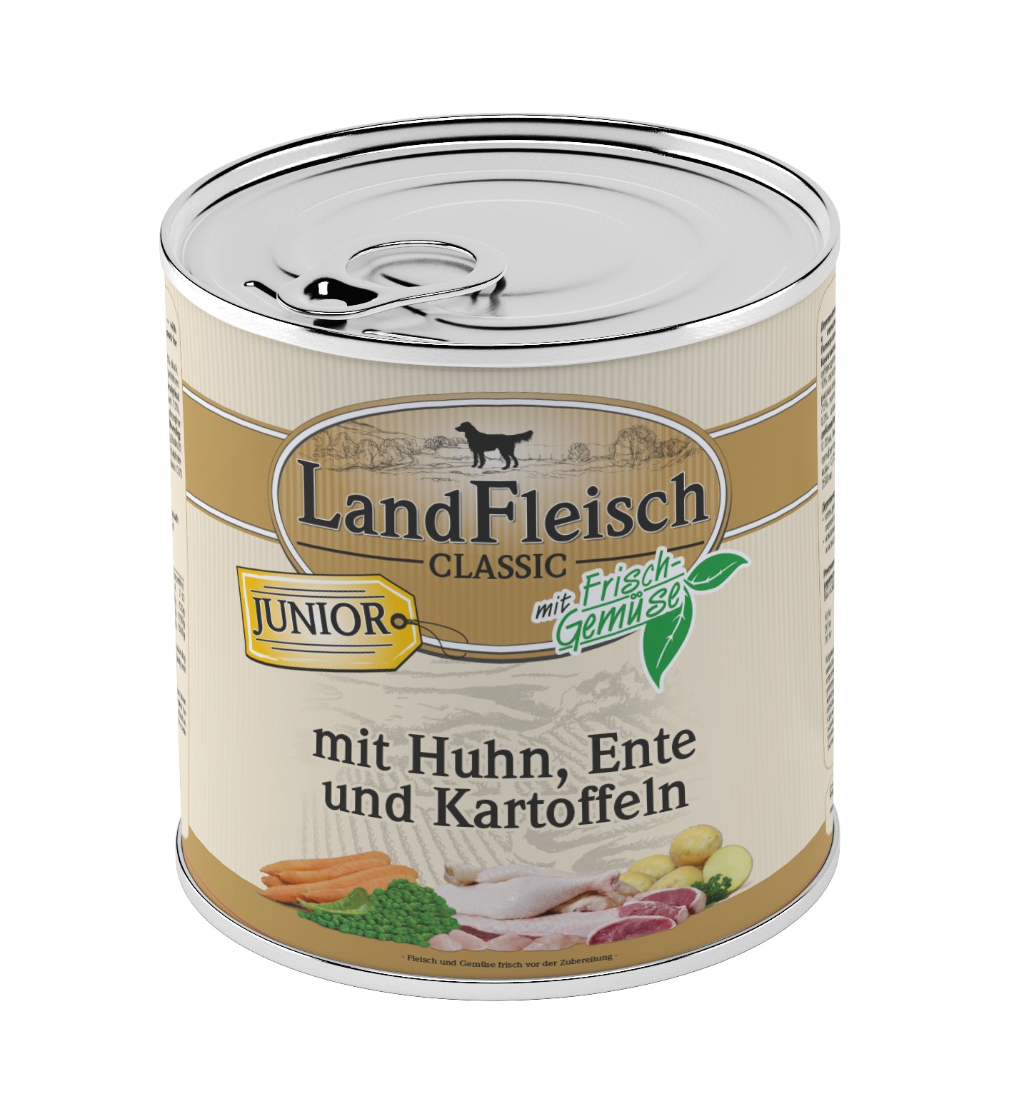 Artikel mit dem Namen LandFleisch Classic Junior Huhn & Ente & Kartoffeln mit Frischgemüse im Shop von zoo.de , dem Onlineshop für nachhaltiges Hundefutter und Katzenfutter.