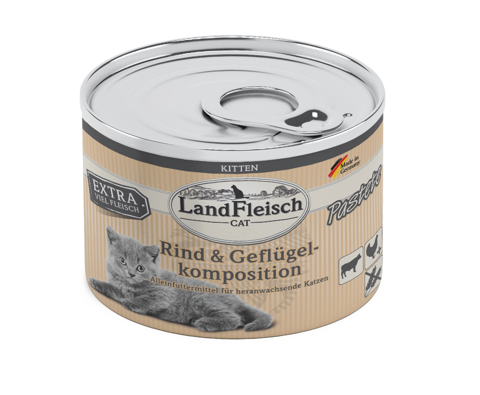 Artikel mit dem Namen Landfleisch für Kitten mit Rind und Geflügel im Shop von zoo.de , dem Onlineshop für nachhaltiges Hundefutter und Katzenfutter.
