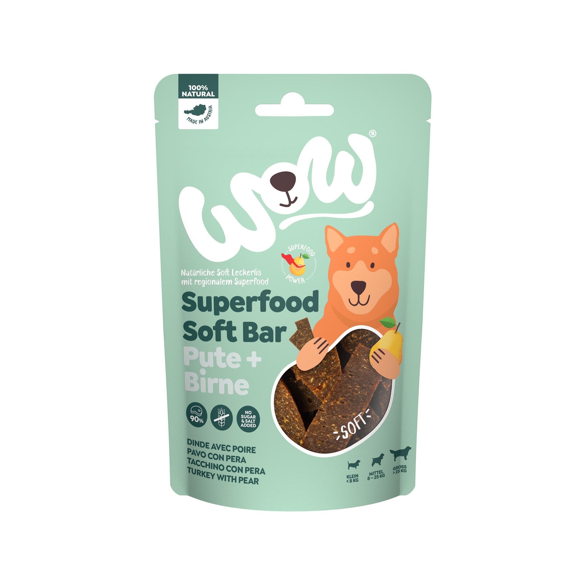 Artikel mit dem Namen WOW Soft Bar Pute im Shop von zoo.de , dem Onlineshop für nachhaltiges Hundefutter und Katzenfutter.