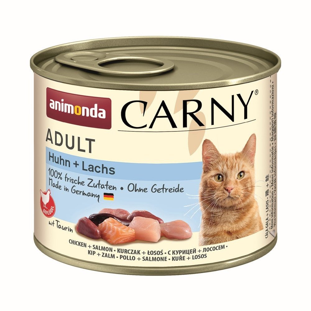 Artikel mit dem Namen Animonda Cat Carny Adult Huhn & Lachs im Shop von zoo.de , dem Onlineshop für nachhaltiges Hundefutter und Katzenfutter.