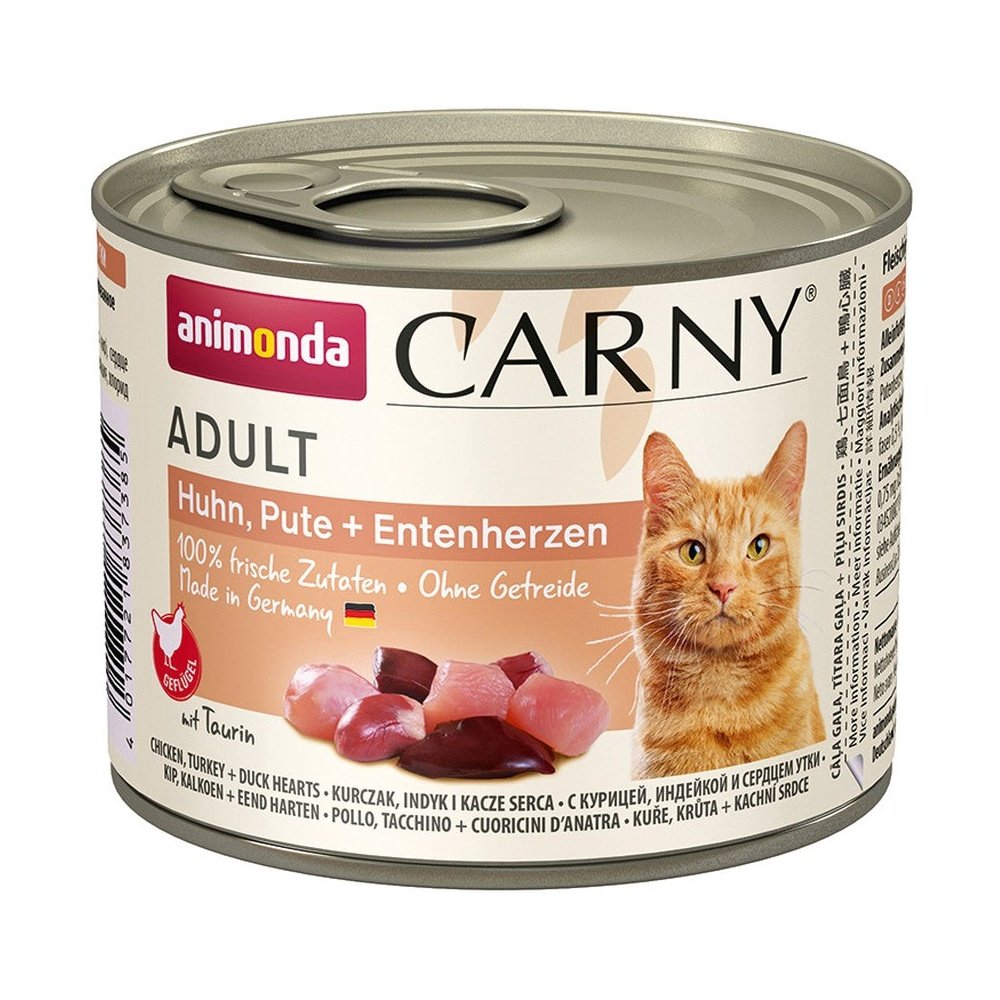 Artikel mit dem Namen Animonda Cat Carny Adult Huhn & Pute & Entenherzen im Shop von zoo.de , dem Onlineshop für nachhaltiges Hundefutter und Katzenfutter.