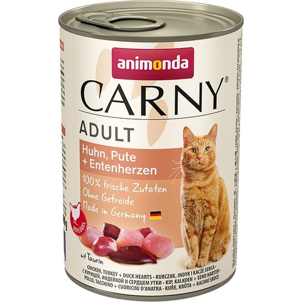 Artikel mit dem Namen Animonda Cat Carny Adult Huhn & Pute & Entenherzen im Shop von zoo.de , dem Onlineshop für nachhaltiges Hundefutter und Katzenfutter.