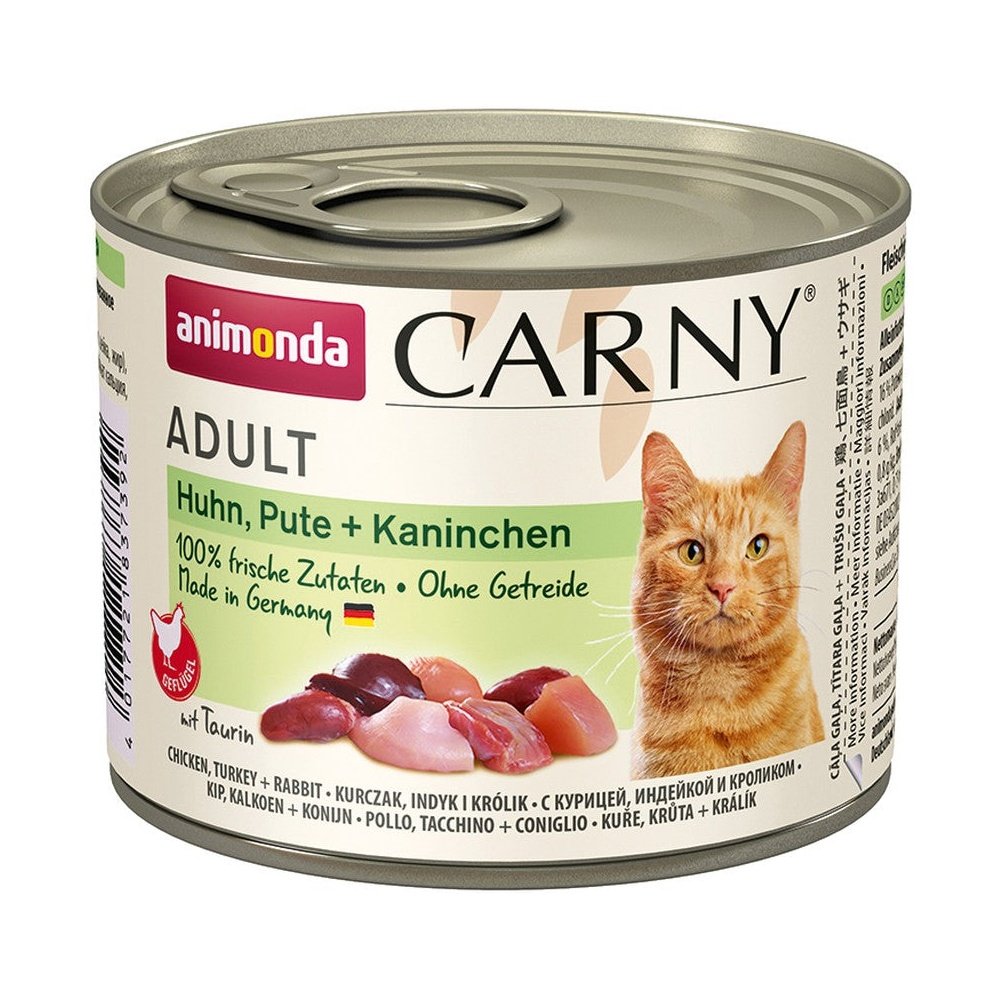 Artikel mit dem Namen Animonda Cat Carny Adult Huhn & Pute & Kaninchen im Shop von zoo.de , dem Onlineshop für nachhaltiges Hundefutter und Katzenfutter.