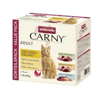 Artikel mit dem Namen Animonda Cat Carny Adult Multipack Geflügelvielfalt im Shop von zoo.de , dem Onlineshop für nachhaltiges Hundefutter und Katzenfutter.