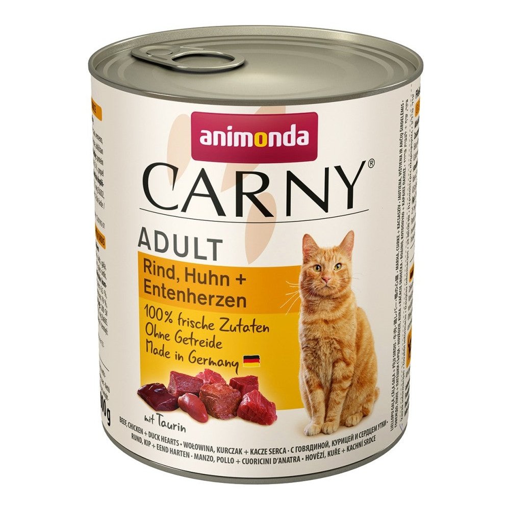 Artikel mit dem Namen Animonda Cat Carny Adult Rind & Huhn & Entenherzen im Shop von zoo.de , dem Onlineshop für nachhaltiges Hundefutter und Katzenfutter.