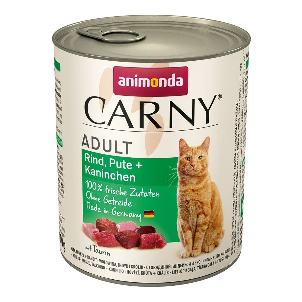 Artikel mit dem Namen Animonda Cat Carny Adult Rind & Pute & Kaninchen im Shop von zoo.de , dem Onlineshop für nachhaltiges Hundefutter und Katzenfutter.