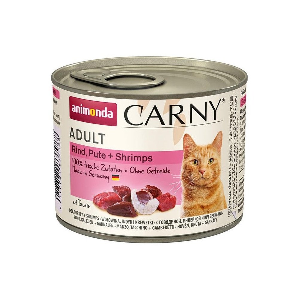 Artikel mit dem Namen Animonda Cat Carny Adult Rind & Pute & Shrimps im Shop von zoo.de , dem Onlineshop für nachhaltiges Hundefutter und Katzenfutter.