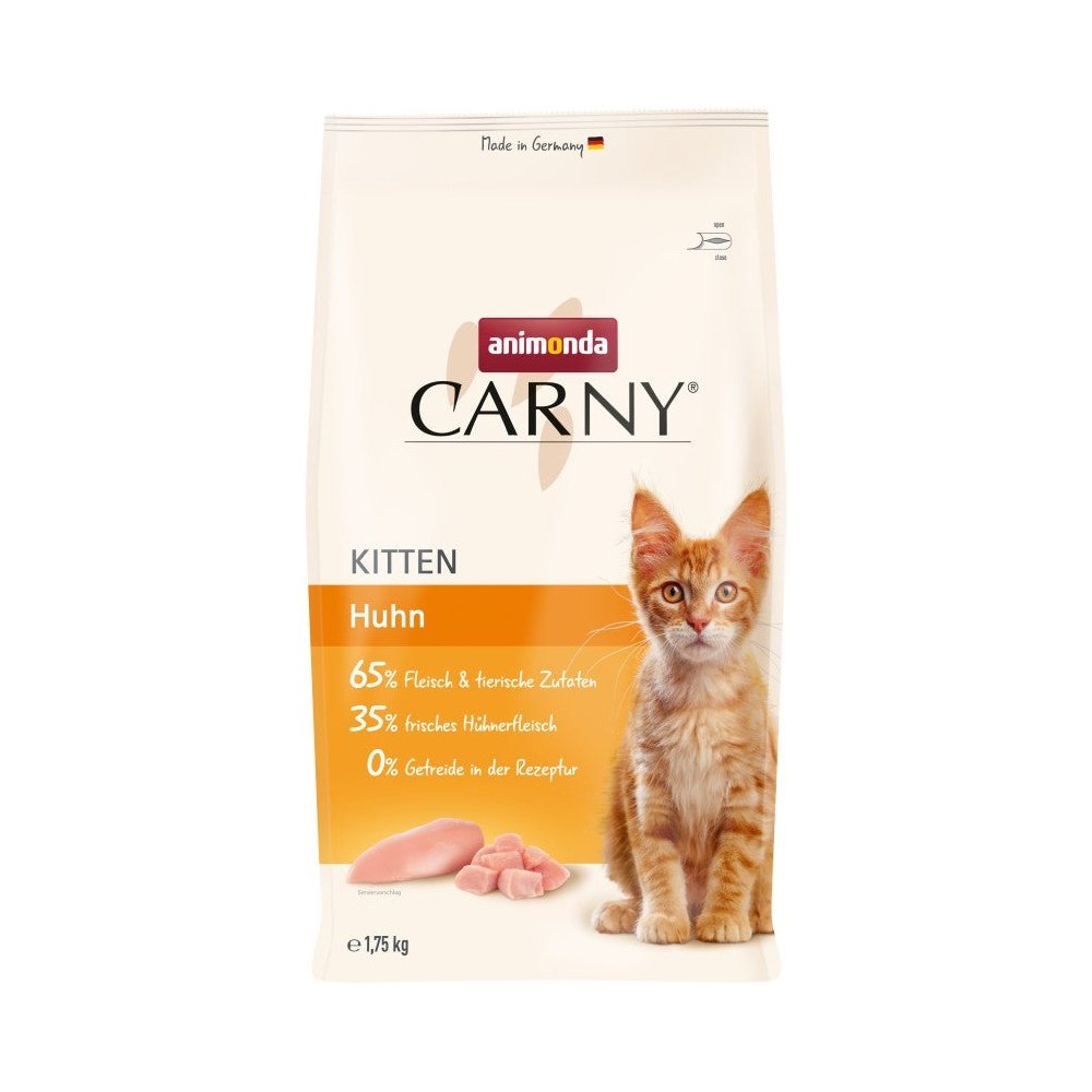 Artikel mit dem Namen Animonda Cat Trocken Carny Kitten Huhn im Shop von zoo.de , dem Onlineshop für nachhaltiges Hundefutter und Katzenfutter.