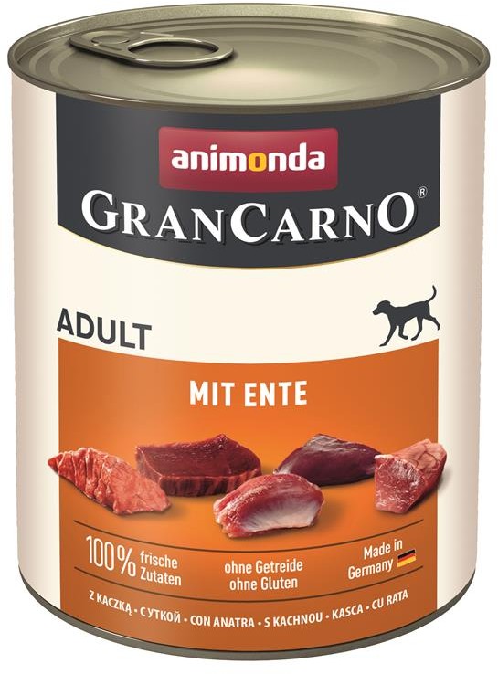 Artikel mit dem Namen Animonda Dog GranCarno Adult mit Ente im Shop von zoo.de , dem Onlineshop für nachhaltiges Hundefutter und Katzenfutter.