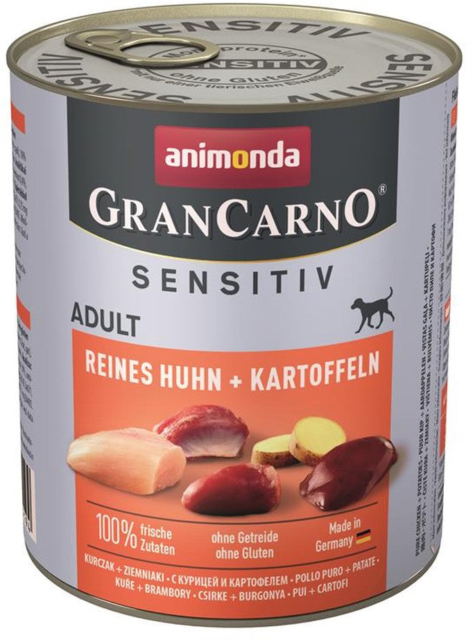 Artikel mit dem Namen Animonda Dog GranCarno Adult Sensitive Huhn + Kartoffel im Shop von zoo.de , dem Onlineshop für nachhaltiges Hundefutter und Katzenfutter.