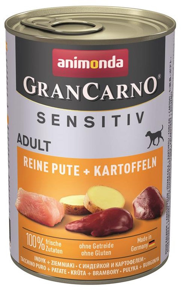 Artikel mit dem Namen Animonda Dog GranCarno Adult Sensitive Pute + Kartoffel im Shop von zoo.de , dem Onlineshop für nachhaltiges Hundefutter und Katzenfutter.