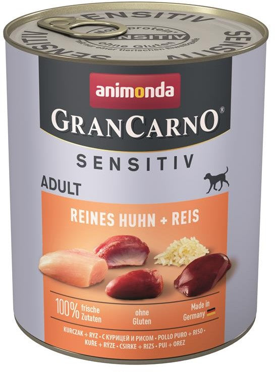 Artikel mit dem Namen Animonda Dog GranCarno Adult Sensitive Reines Huhn + Reis im Shop von zoo.de , dem Onlineshop für nachhaltiges Hundefutter und Katzenfutter.