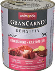 Artikel mit dem Namen Animonda Dog GranCarno Adult Sensitive Rind + Kartoffel im Shop von zoo.de , dem Onlineshop für nachhaltiges Hundefutter und Katzenfutter.