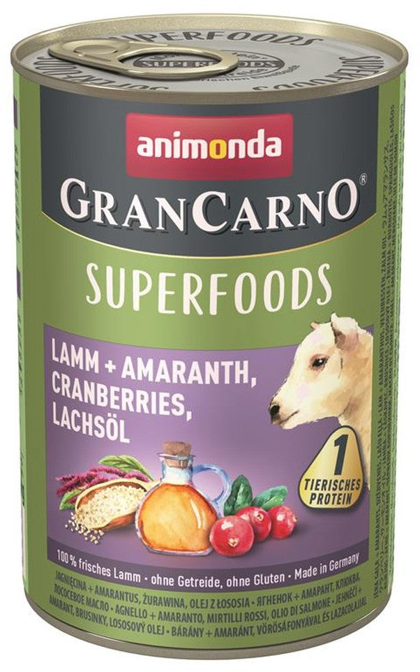 Artikel mit dem Namen Animonda Dog GranCarno Adult Superfood Lamm + Amaranth im Shop von zoo.de , dem Onlineshop für nachhaltiges Hundefutter und Katzenfutter.