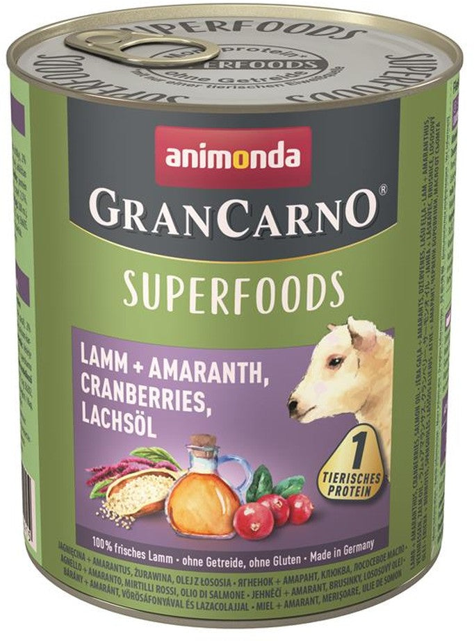 Artikel mit dem Namen Animonda Dog GranCarno Adult Superfood Lamm + Amaranth im Shop von zoo.de , dem Onlineshop für nachhaltiges Hundefutter und Katzenfutter.