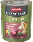 Artikel mit dem Namen Animonda Dog GranCarno Adult Superfood Rind + Rote Beete im Shop von zoo.de , dem Onlineshop für nachhaltiges Hundefutter und Katzenfutter.