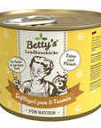 Artikel mit dem Namen Betty's Katze Geflügel PUR im Shop von zoo.de , dem Onlineshop für nachhaltiges Hundefutter und Katzenfutter.