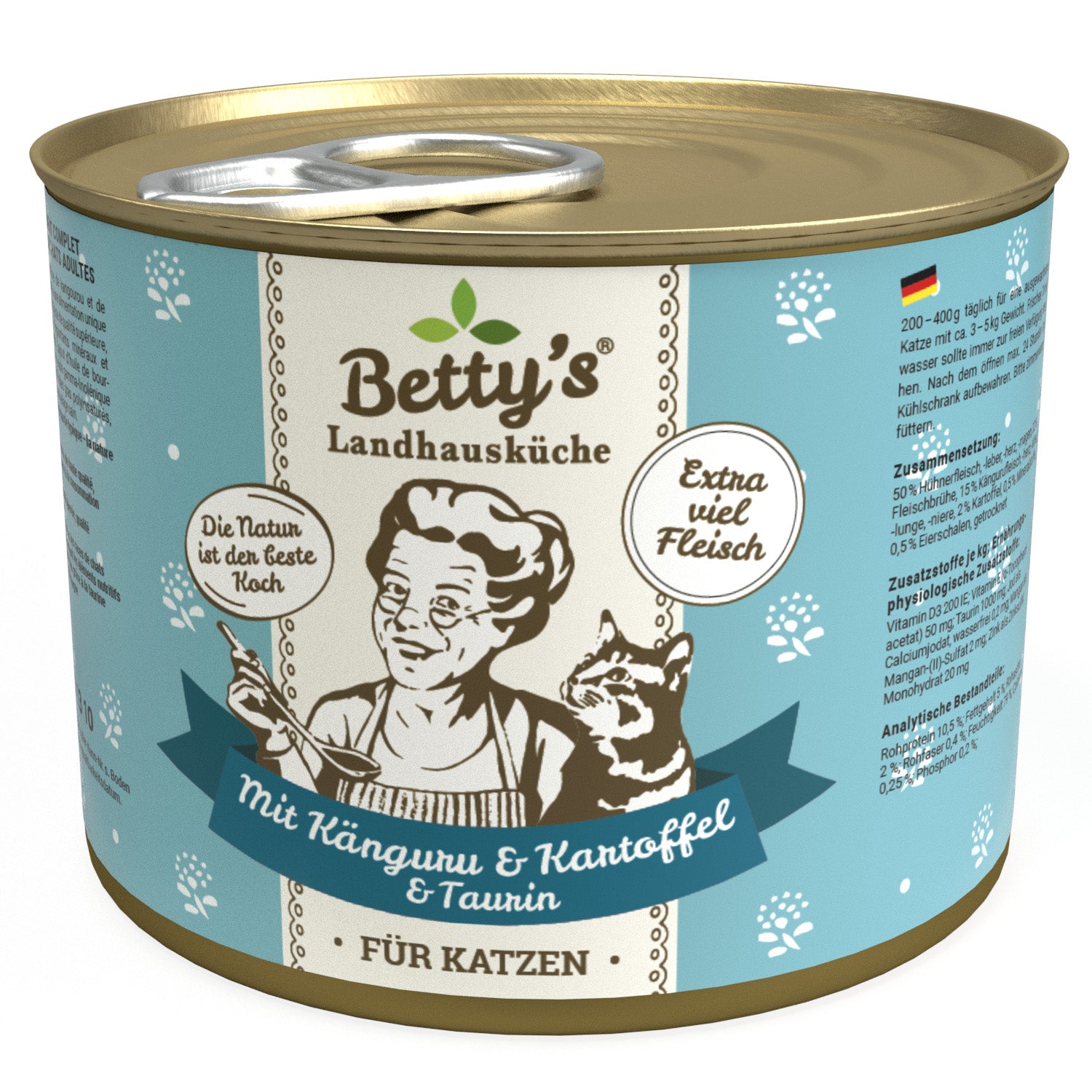 Artikel mit dem Namen Betty's Katze Känguru Kartoffeln und Geflügel im Shop von zoo.de , dem Onlineshop für nachhaltiges Hundefutter und Katzenfutter.