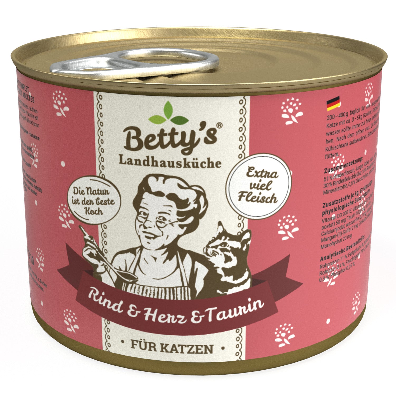 Artikel mit dem Namen Betty's Katze Rind & Herz im Shop von zoo.de , dem Onlineshop für nachhaltiges Hundefutter und Katzenfutter.