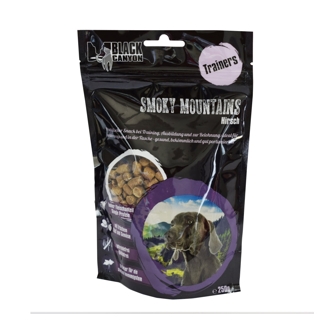 Artikel mit dem Namen Black Canyon Trainer Smokey Mountains Hirsch im Shop von zoo.de , dem Onlineshop für nachhaltiges Hundefutter und Katzenfutter.