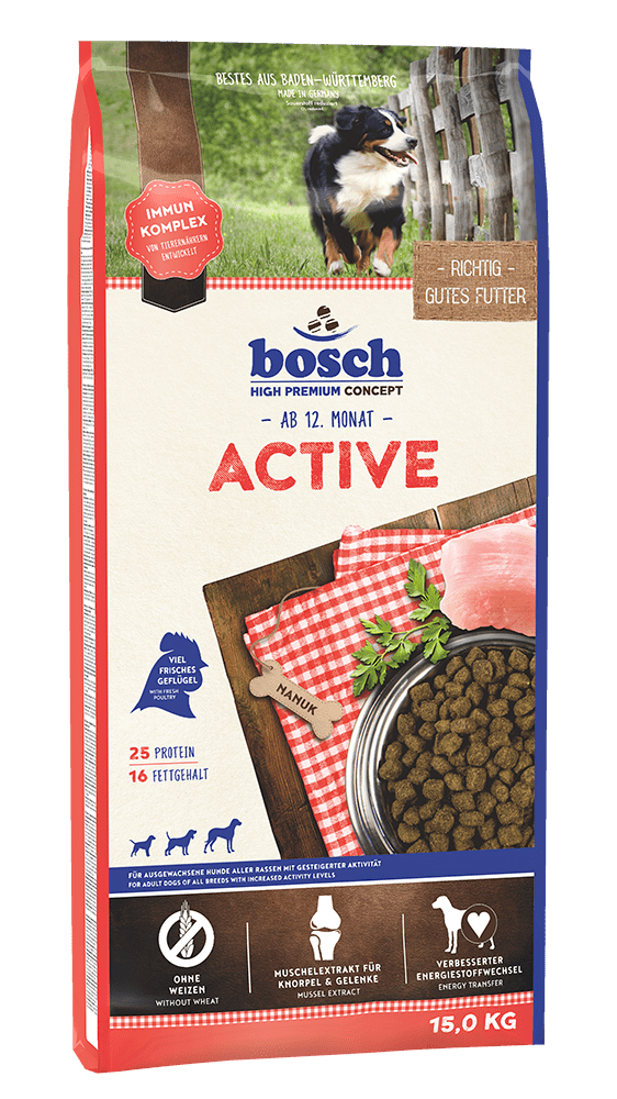 Artikel mit dem Namen Bosch Active im Shop von zoo.de , dem Onlineshop für nachhaltiges Hundefutter und Katzenfutter.