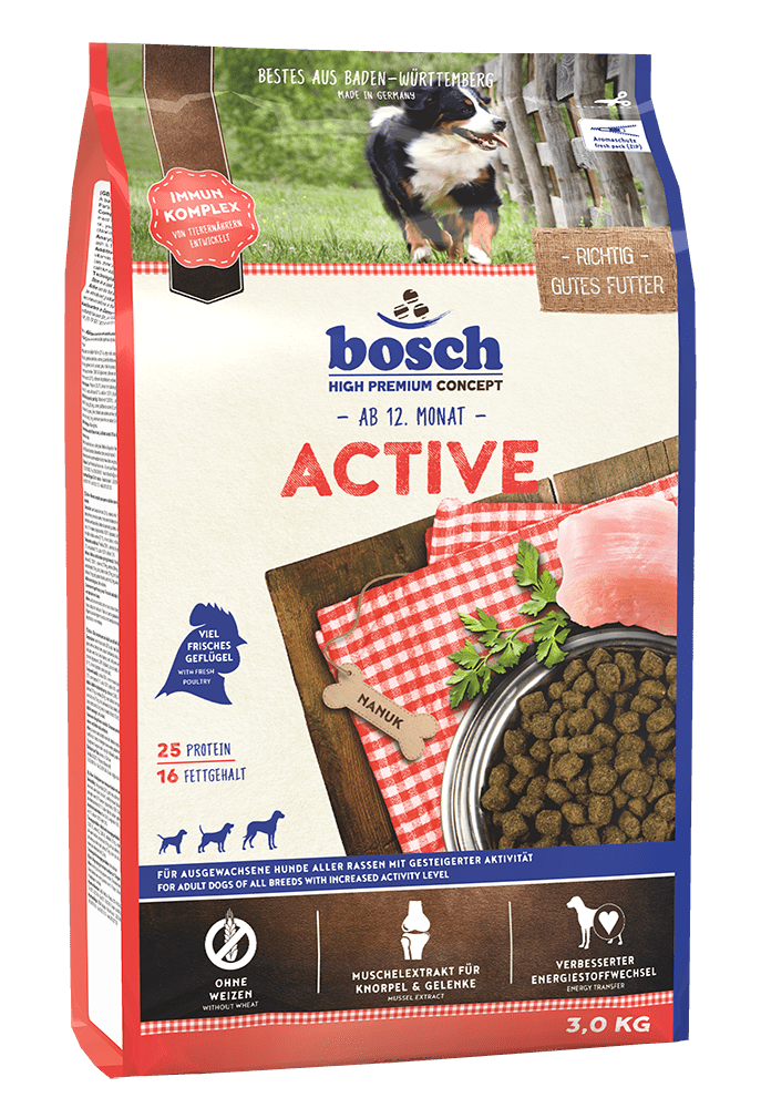 Artikel mit dem Namen Bosch Active im Shop von zoo.de , dem Onlineshop für nachhaltiges Hundefutter und Katzenfutter.