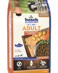 Artikel mit dem Namen Bosch Adult Lachs & Kartoffel im Shop von zoo.de , dem Onlineshop für nachhaltiges Hundefutter und Katzenfutter.