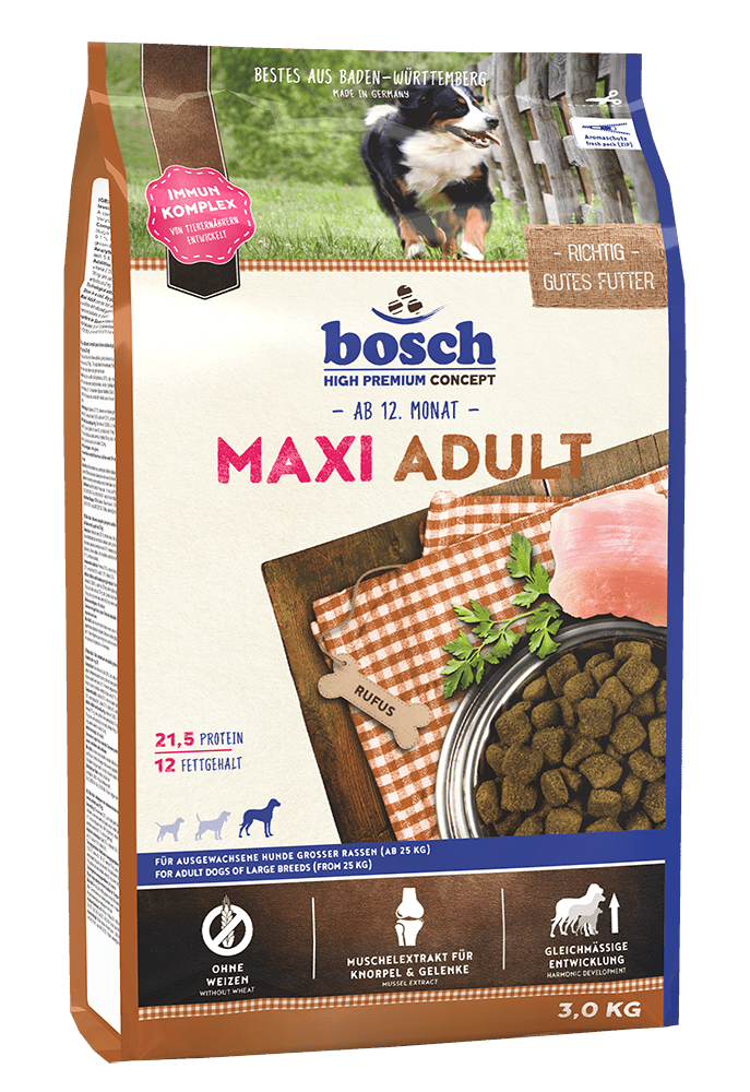 Artikel mit dem Namen Bosch Adult Maxi im Shop von zoo.de , dem Onlineshop für nachhaltiges Hundefutter und Katzenfutter.