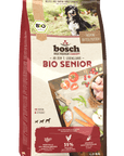 Artikel mit dem Namen Bosch Bio Senior Hühnchen & Preiselbeere im Shop von zoo.de , dem Onlineshop für nachhaltiges Hundefutter und Katzenfutter.